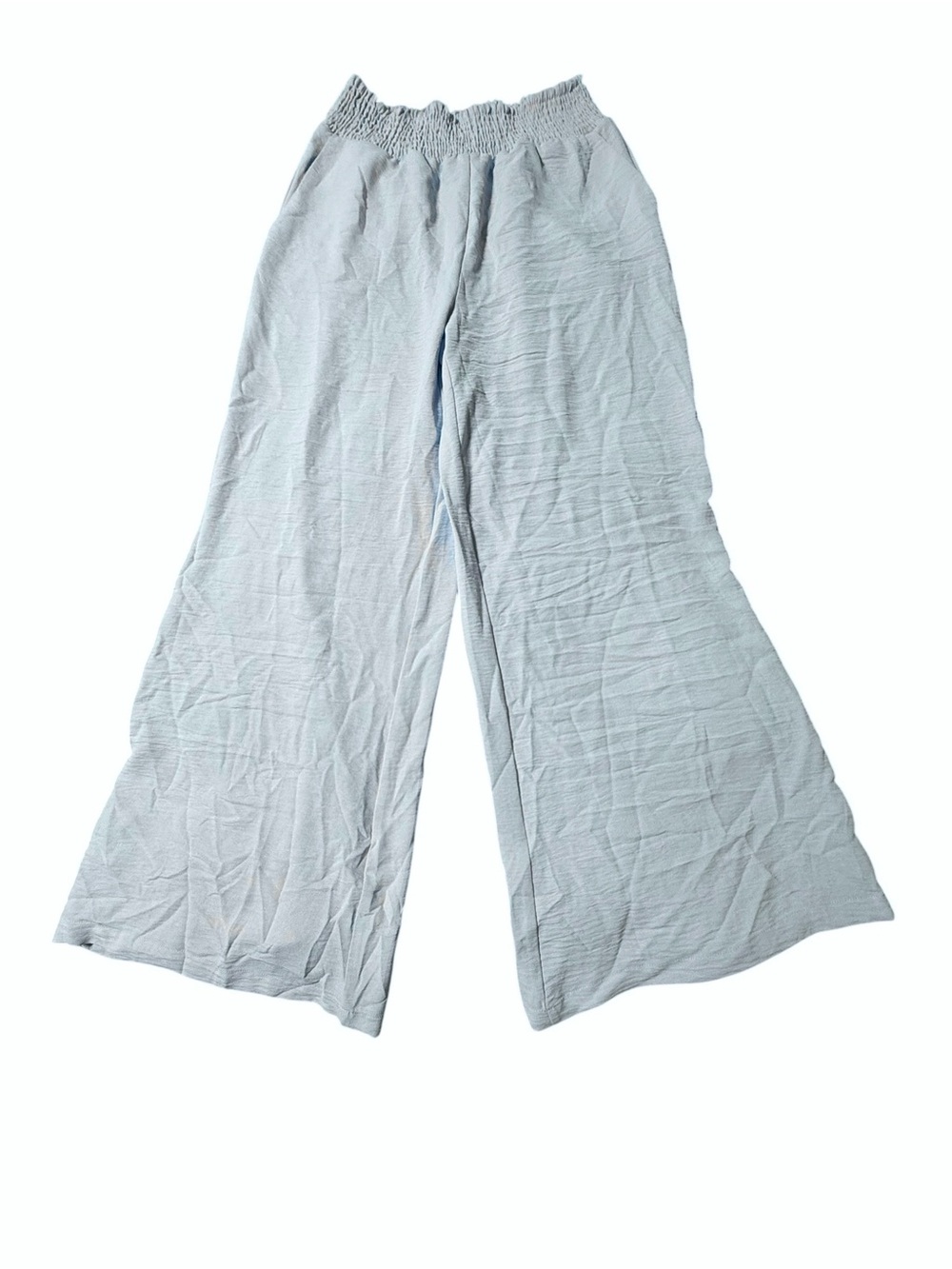 Dokotoo Wide Leg Smocked Waist Palazzo Pants Light Blue M